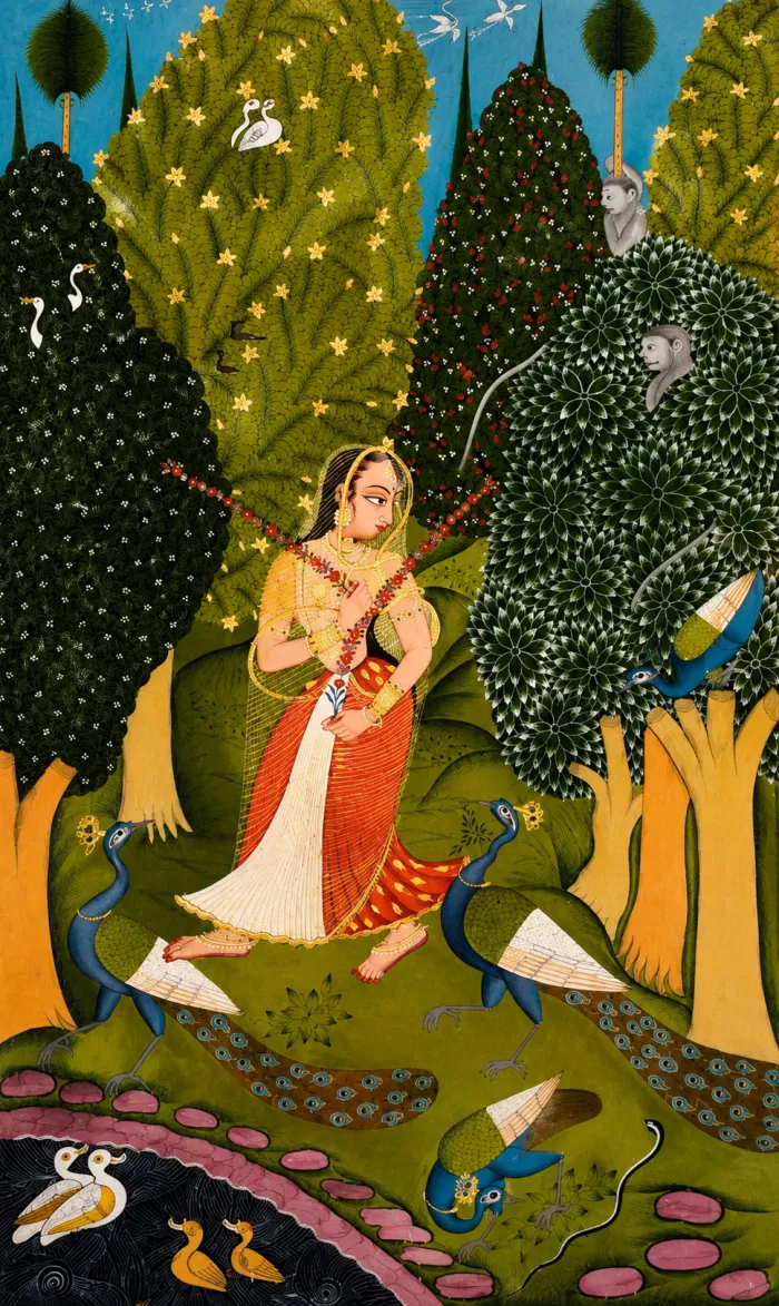 Gaudi Ragini Traditional Indian Miniature Canvas wall art print | PrintPosters.in